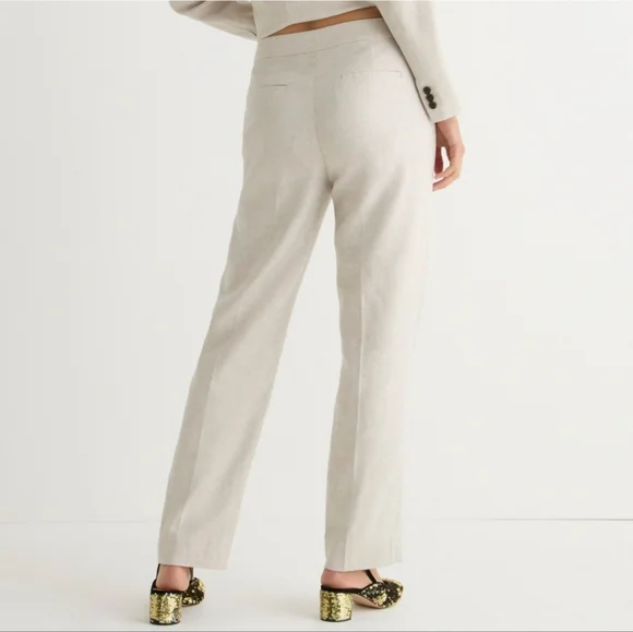 EUC J. Crew Kate Straight-Leg Pant in Stretch Linen Blend Ivory‎ Size 0P - Picture 2 of 11